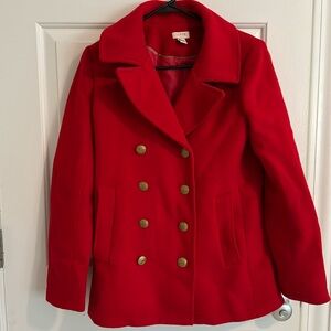 JCrew Red Pea Coat